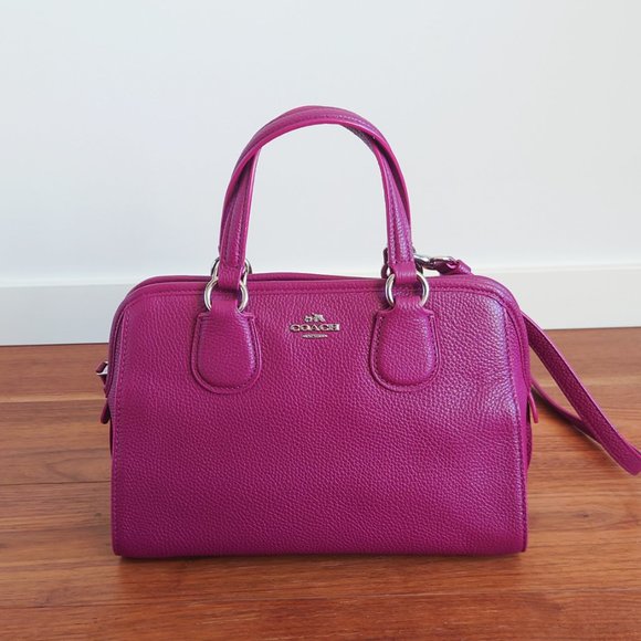 Coach Genuine Leather Purple Crossbody Satchel - Picture 1 of 11